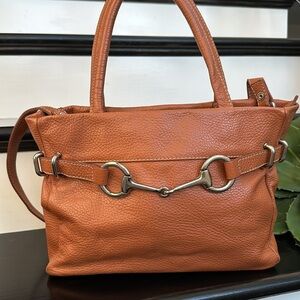 Helen Welsh Italian leather shoulder satchel handbag purse like new equestrian